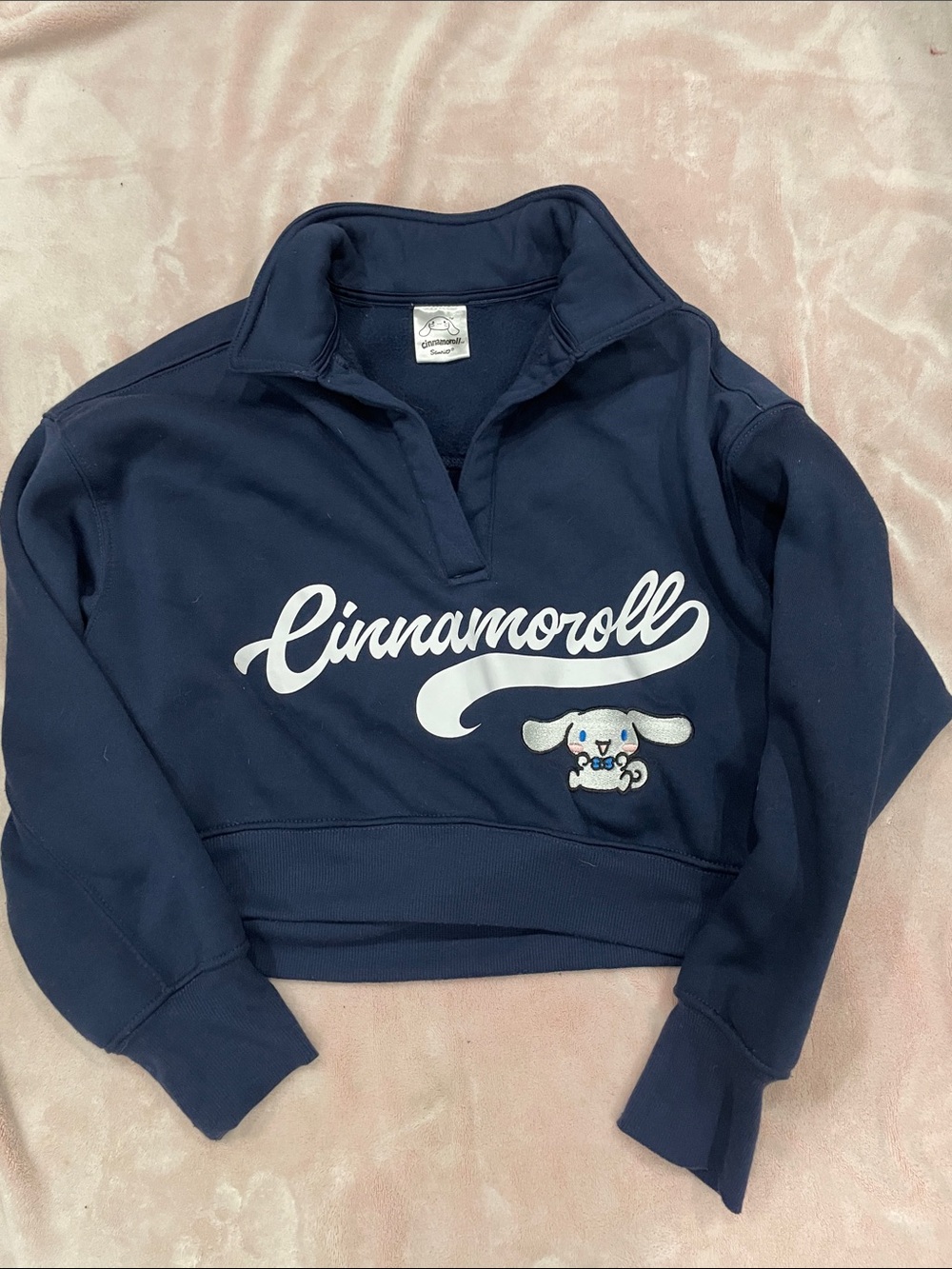 Sanrio Navy Cinnamoroll Cropped Collar Sweatshirt